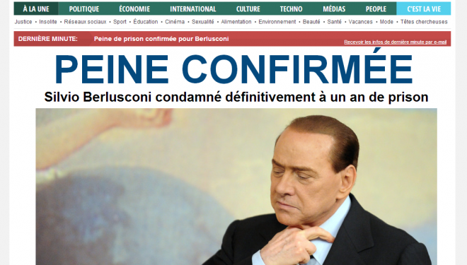 La notizia della condanna di Berlusconi sui principali siti internazionali